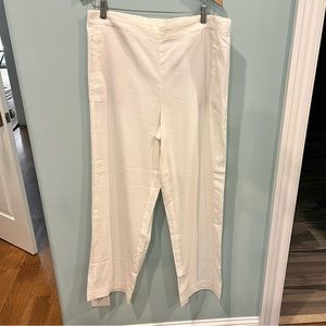 NWT J Jill 100% Linen Stretch Pants Slacks Elastic Waist Flowy White Women’s 16